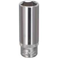 Sealey S1413D Walldrive socket, 13mm deep, 1/4in square drive, shiny silver finish with knurled grip near base.