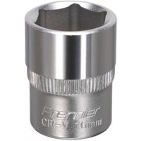 Silver Sealey Walldrive® socket, 16mm, 3/8inSq drive, with knurled grip and engraved branding.
