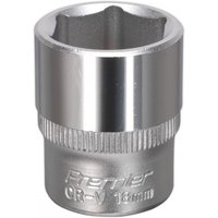 Sealey S3818 Walldrive socket, 18mm, 3/8in square drive, shiny silver finish with ridged grip and engraved markings.