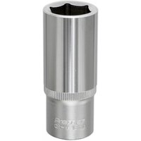 Sealey S3818D Walldrive socket, 18mm deep, 3/8in square drive, silver chrome finish with knurled grip.