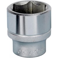 Sealey S3820 Walldrive socket, silver chrome finish, 20mm size, 3/8in square drive, knurled grip base.
