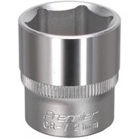 Sealey S3821 Walldrive socket, 21mm, 3/8in square drive, shiny silver finish with knurled grip and engraved markings.
