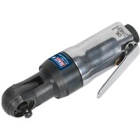 Compact Sealey air ratchet wrench with silver body, black head, and blue Sealey logo on the side.