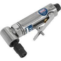 Sealey SA674 Air Angle Die Grinder, silver body, black nozzle, side lever, and blue Sealey logo.