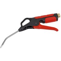 Red and black Sealey air blow gun with a curved 110mm nozzle and 1/4in BSP air inlet.