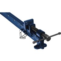 Blue Sealey Sash Clamp with metal bar, adjustable screw mechanism, and T-handle for woodworking.