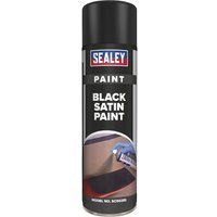 Black Sealey Satin Aerosol Spray Paint can with red, white, and blue label.