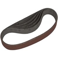 Sealey sanding belt pack of 5, 30x540mm, 80 grit, brown abrasive surface with dark backing, looped design.