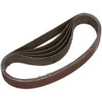 Pack of five Sealey sanding belts, 30x540mm, 40 grit, brown abrasive surface with flexible looped design.