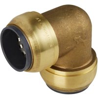 Brass Sealey Sharkbite® equal elbow Ø22mm with smooth finish and black interior lining