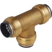 Brass Sealey Sharkbite® Equal Tee Ø22mm with push-fit connections and smooth cylindrical design.