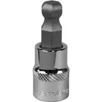 Sealey ball-end hex socket bit, 10mm, 3/8in drive, silver with textured grip and engraved branding.