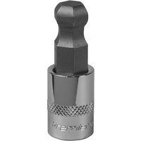 Sealey ball-end hex socket bit, 12mm, 3/8in square drive, silver with knurled grip and hexagonal top.