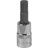 Sealey SBH004 hex socket bit, 6mm, 1/4in square drive, chrome finish with knurled grip and black hex tip.