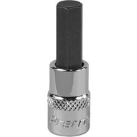 Sealey SBH005 hex socket bit, 7mm, 1/4in square drive, chrome finish with knurled grip and black hexagonal tip.