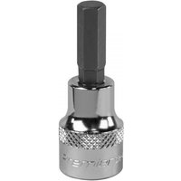 Sealey SBH010 hex socket bit, 7mm, 3/8in square drive, chrome finish with knurled grip.