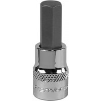 Sealey SBH013 hex socket bit, 10mm, 3/8in square drive, chrome finish with knurled grip.