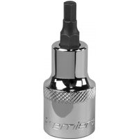 Sealey SBH017 hex socket bit, 5mm, 1/2in square drive, chrome finish with knurled grip and black hex tip.