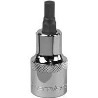 Chrome Sealey hex socket bit, 6mm, 1/2in square drive, with knurled grip and engraved logo.