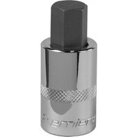 Chrome Sealey hex socket bit with 14mm hexagonal tip and 1/2in square drive, knurled grip band.