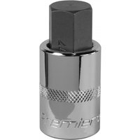 Chrome Sealey hex socket bit, 17mm, 1/2in square drive, with knurled grip and engraved branding.