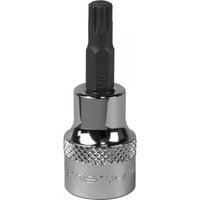 Sealey SBS004 spline socket bit M6 with 3/8in square drive, chrome finish, knurled grip, and black spline tip.