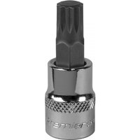 Sealey SBS008 spline socket bit M10 with 3/8in square drive, silver chrome finish, and black spline tip.