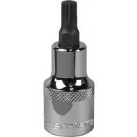 Sealey SBS012 spline socket bit M7, 1/2in square drive, chrome finish with textured grip and black spline tip.