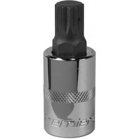 Sealey SBS017 spline socket bit M14 with 1/2in square drive, chrome finish, and knurled grip.