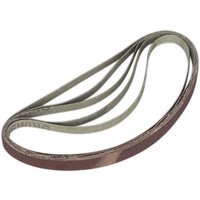 Pack of 5 Sealey sanding belts, 12x456mm, 120 grit, brown abrasive surface with a looped design.