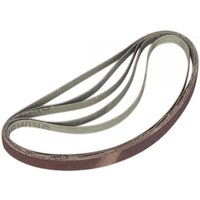 Pack of five brown Sealey sanding belts, 12 x 456mm, 80 grit, looped and layered.