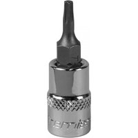 Sealey SBT002 Trx-Star* Socket Bit T10, chrome finish, 1/4in square drive, knurled grip, black tip.