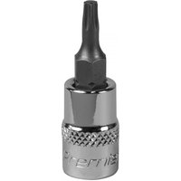 Chrome Sealey SBT003 Trx-Star* T15 socket bit with 1/4in square drive and knurled grip.