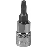 Sealey SBT004 Trx-Star* Socket Bit T20, silver chrome finish with 1/4in square drive and knurled grip.