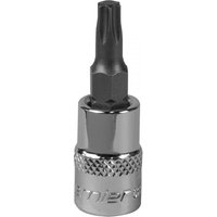 Sealey SBT005 Trx-Star* T25 socket bit, chrome finish with knurled grip, 1/4in square drive, black tip.