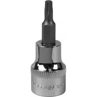 Sealey SBT009 Trx-Star* T20 socket bit, 3/8in square drive, chrome finish, engraved logo on base.
