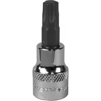 Sealey SBT014 Trx-Star* Socket Bit T45, chrome finish with black star-shaped tip, 3/8in square drive.