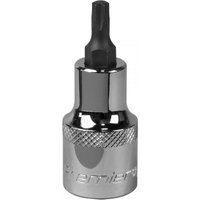 Chrome Sealey Trx-Star socket bit T27 with 1/2in square drive, knurled grip, and black star-shaped tip.