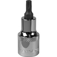 Chrome Sealey Trx-Star socket bit T30 with 1/2in square drive, knurled grip, and black tip.
