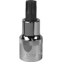 Chrome Sealey Trx-Star T55 socket bit with 1/2in square drive and knurled grip.