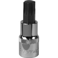 Sealey SBT026 Trx-Star* Socket Bit T60, chrome finish, 1/2in square drive, knurled grip, black star-shaped tip