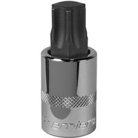 Sealey SBT028 Trx-Star* T80 socket bit, chrome finish, 1/2in square drive, black star-shaped tip.
