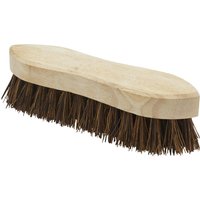 Sealey scrubbing brush with a wooden handle and dense, dark bristles.