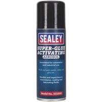 Sealey SCS300S Super Glue Activating Aerosol, 200ml black can with blue label and red Sealey logo.