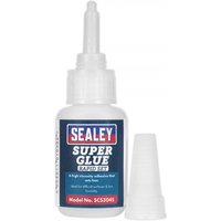 Sealey SCS304S Super Glue 20G bottle with blue label, red accents, and white twist cap.
