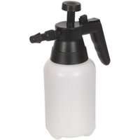 White Sealey 1L pressure sprayer with black handle, nozzle, and Viton® seals.