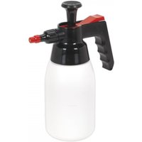 White Sealey pressure solvent sprayer with black handle, red nozzle, and Viton® seals, 1-liter capacity.