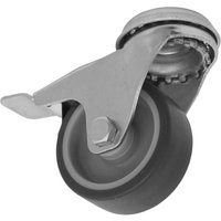 Medium-duty thermoplastic caster wheel with bolt hole, Ø50mm, metal bracket, and total lock mechanism.