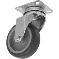 Sealey medium-duty thermoplastic swivel castor wheel, 75mm diameter, with metal mounting plate and grey rubber tire.