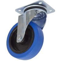 Sealey SCW3125SP castor wheel with blue rubber tire, black hub, and metal swivel plate for mounting.
